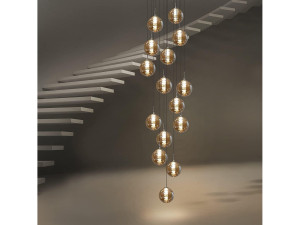 NETTLIFE Hanglamp - G9 - 15-Lichts - Amber - glas - in hoogte verstelbare - eettafel hanglamp - moderne kroonluchter - woonkamer - hal - excl.