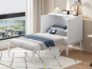 ModernLuxe Cama dobrável em madeira 90x200 cm - com base de ripas - Branca