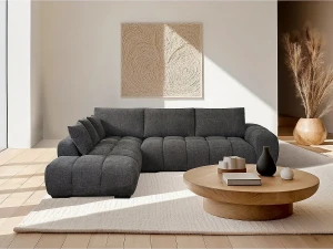 Habitat et jardin Sofá esquinero de tela "Monceau" – 3 plazas – Gris