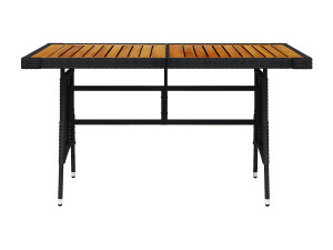 Garden Furniture Claude  Tuintafel 130x70x72 cm poly rattan en massief acaciahout zwart