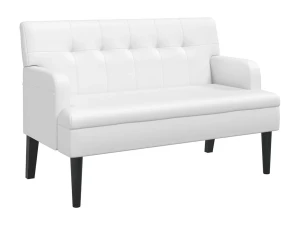 vidaxl Banco con respaldo cuero sintético blanco 112x65,5x75 cm