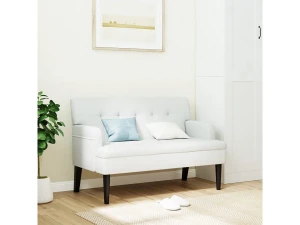 vidaxl Banco con respaldo cuero sintético blanco 112x65,5x75 cm