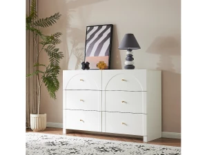 Merax Cômoda com 6 gavetas para sala e quarto - 120 x 40 x 82 cm - aglomerado - Branco