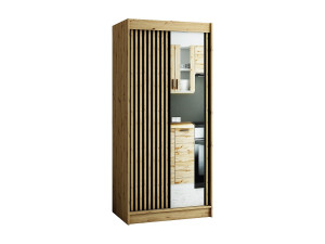 Abiks Möbel LAMELO 2 KLEDINGKAST MET SCHUIFDEUREN 200/100/62 2 deuren (artisan/zwart/artisan)
