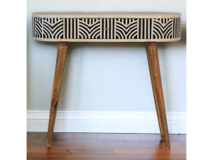 Edessa Artisan Furniture console met inlegwerk van been, 1 lade, lichtbruin