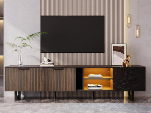 ModernLuxe TV-meubel L 200cm met LED - 2 deuren & 2 lades - Bruin