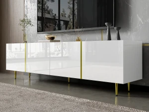 ModernLuxe Móvel TV L 170cm - com 4 portas - MDF - Branco