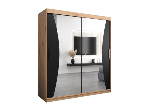 Abiks Möbel MONACO KLEDINGKAST MET SCHUIFDEUREN 200/180/62 2 deuren (artisan/zwart)
