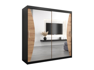 Abiks Möbel MONACO KLEDINGKAST MET SCHUIFDEUREN 200/200/62 2 deuren (zwart/artisan)