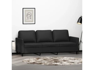Clicnbuy Sofá de 3 plazas de cuero sintético negro 180 cm