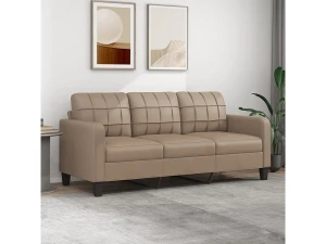 Clicnbuy Sofá de 3 plazas de cuero sintético color capuchino 180 cm