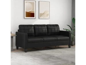 Clicnbuy Sofá de 3 plazas de cuero sintético negro 180 cm