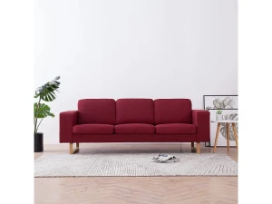 Clicnbuy Sofá de 3 plazas de tela color vino tinto