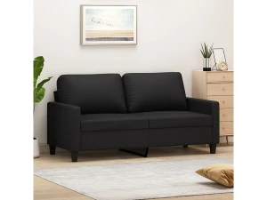 Clicnbuy Sofá de 2 plazas de cuero sintético negro 140 cm