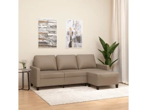 Clicnbuy Sofá 3 plazas y taburete cuero sintético color capuchino 180 cm