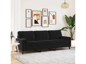 Clicnbuy Sofá de 3 plazas con cojines terciopelo negro 210 cm