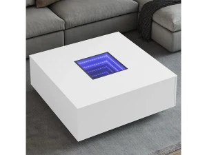 Clicnbuy Mesa de centro con LED Infinity blanca 100x100x40 cm