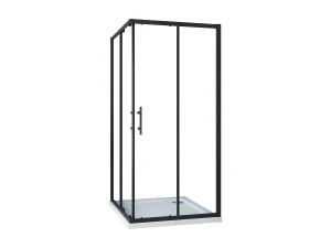 Cabine de duche rectangular correr Perfil preto mate Vidro Anticalcário 6mm (1180-1200)x(880-900)x1900mm-AICA
