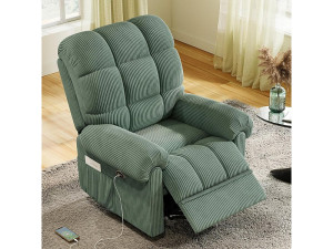 DripeX Relaxfauteuil Elektrische corduroy fauteuil, verstelbare vrijetijdsfauteuil met USB, verstelbare rugleuning, antistatisch met voetsteun -