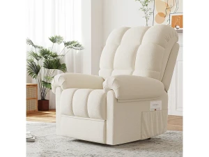 DripeX Poltrona de relaxamento elétrico com apoio de pé e USB, veludo de pelúcia, cadeira de lazer ajustável, anti-estática, 96x97x104cm, Bege