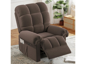 DripeX Relaxfauteuil Elektrische teddyfluwelen fauteuil, verstelbare vrijetijdsfauteuil met USB, antistatisch met voetsteun - 96x97x104cm bruin