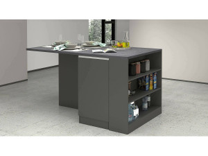 Dmora Dcannaval keukeneiland, Multifunctionele kledingkast, Keukenmeubel, Bijzettafel, 100% Made in Italy, 160x90h90 cm, Antraciet en Leisteen