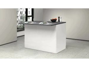 Dmora Ilha de cozinha Daffaticat, Armário multiusos, Móveis de cozinha, Mesa auxiliar, 100% Fabricado em Itália, 125x90h90 cm, Branco brilhante e