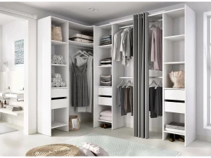 Dmora Armário grande Dharma, Móveis de quarto, Armário, Roupeiro, 234x141 h205 cm, Branco