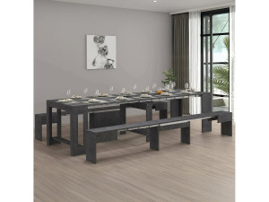 Dmora Dadamoni tafel en stoelenset, Multifunctionele samenstelling, Set met console en 2 uitschuifbare banken, 100% Made in Italy, 66x25h45 cm,