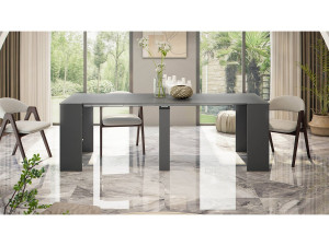 Dmora Diluna uitschuifbare console, Uitschuifbare eettafel, Plank met multifunctionele verlengstukken uitschuifbaar tot 10 zitplaatsen, 51/237x90h78