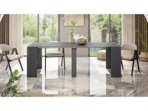 Dmora Consola extensível Diluna, Mesa de jantar extensível, Prateleira com extensões multiusos extensíveis até 10 lugares, 51/237x90h78 cm, Antracite