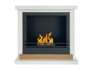 Cheminée au bioéthanol Stockholm cheminée bio au sol en bois blanc L75xP24xH68 cm