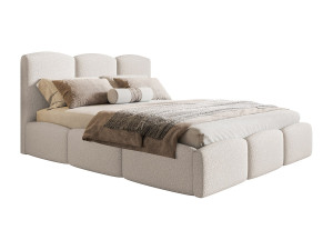 Tweepersoonsbed 140x200 Roma Slim - bed met opbergruimte, lattenbodem - Bouclé Crème (Anthology 1)