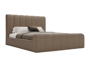 Bed bouclé 180x200 Valetta met opbergruimte, luxe tweepersoonsbed, moderne stijl - bruin