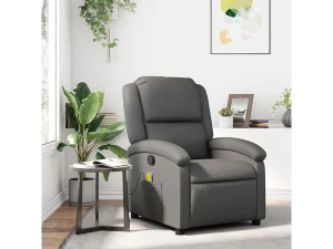 Clicnbuy Sillón de masaje reclinable cuero sintético gris