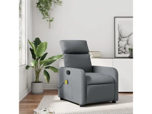 Clicnbuy Sillón de masaje reclinable cuero sintético gris
