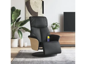 Clicnbuy Sillón reclinable masaje con reposapiés cuero sintético negro