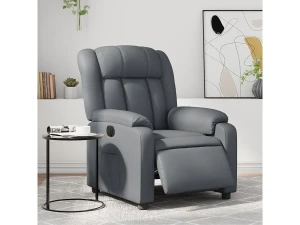 Clicnbuy Sillón reclinable eléctrico de cuero sintético gris