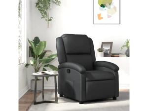 Clicnbuy Sillón reclinable de cuero auténtico negro