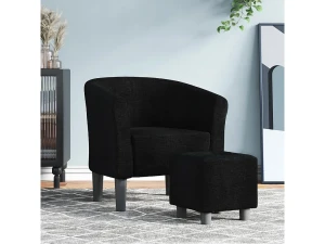 Clicnbuy Sillón con taburete tela negra