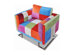 Clicnbuy Sillón con diseño de cubo de retales de tejido con patas cromadas
