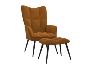 Clicnbuy Silla de relajación con reposapiés terciopelo marrón