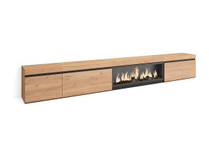 Skraut Home TV-Meubel, Lowboard, 317x35x45cm, Elektrische haard XXL, Eiken