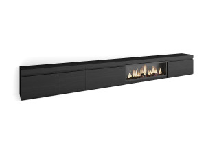 Skraut Home TV-Meubel, Lowboard, 368x35x45cm, Elektrische haard XXL, Zwart