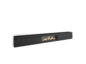 Skraut Home Móvel de TV, 368x35x45, Lareira eléctrica XXL, Preto