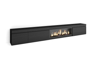 Skraut Home TV-Meubel, Lowboard, 317x35x45cm, Elektrische haard XXL, Zwart