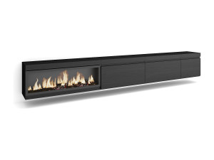Skraut Home TV-Meubel, Lowboard, 317x35x45cm, Elektrische haard XXL, Hangend, Zwart