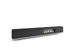 Skraut Home Móvel de TV, 368x35x45, Lareira eléctrica XXL, Suspensos, Preto