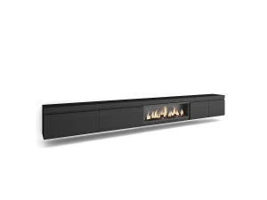 Skraut Home Móvel de TV, 368x35x45, Lareira eléctrica XXL, Suspensos, Preto