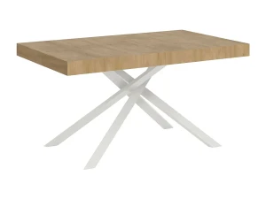 Ityhome Mesa extensible 140/224x80 cm Karida roble natural patas blancas